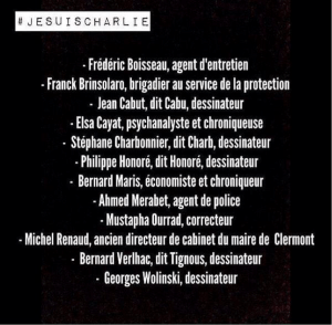 Voici le nom des 12 victimes de l'attentat de Charlie Hebdo (Crédit photo: D.R)