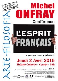 L'affiche de la conférence de Michel Onfray à Cannes