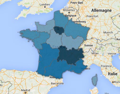La région Provence-Alpes-Côte-D’azur est la troisième à proposer le plus de projets d’embauches, après l’Île de France et Rhône-Alpes Auvergne. Cliquez sur la carte pour la découvrir. (Crédit LS)