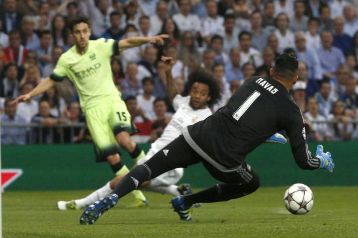 Contre City, Navas a su, une fois de plus, gardé sa cage inviolée. Comme d’habitude à Santiago Bernabeu. (Crédit photo :  EFE)