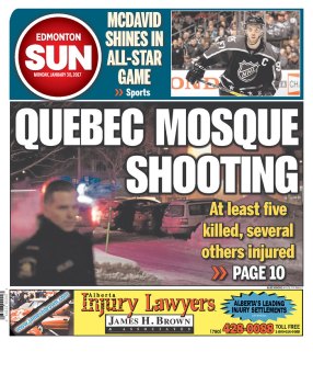  Le Journal de Québec et le Ottawa Sun mettent en Une l’attaque. (Crédit : D.R.) 