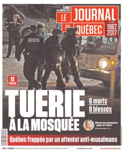 Le Journal de Québec et le Ottawa Sun mettent en Une l’attaque. (Crédit : D.R) 