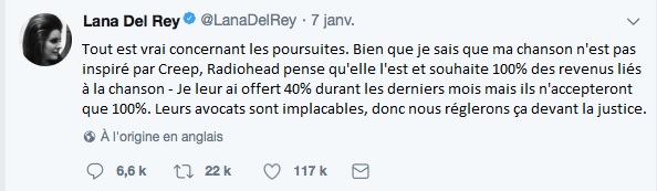 tweet lana del rey francais