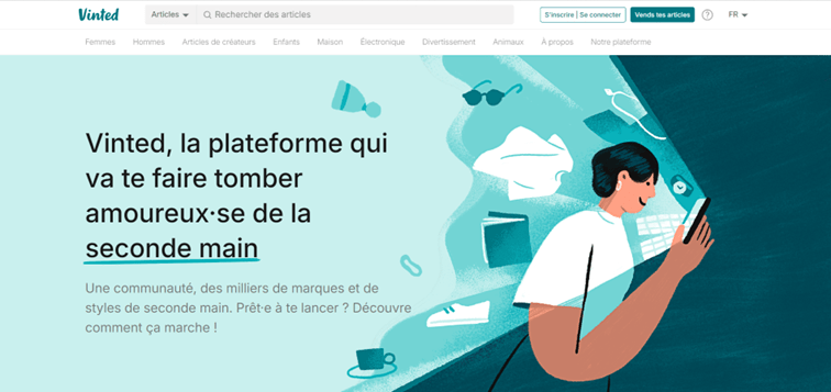 Interface du site en ligne Vinted.