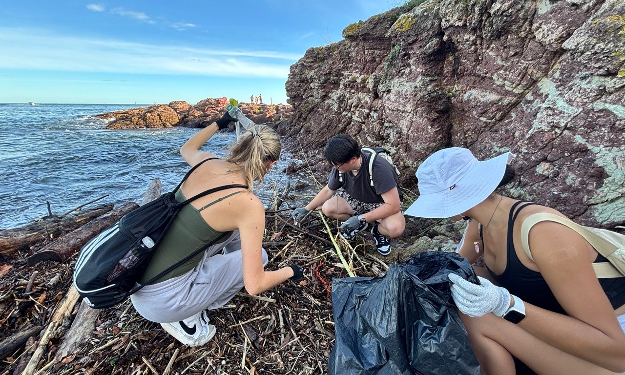 Les bénévoles de l'association Surf Rider retirent les débris de la plage.